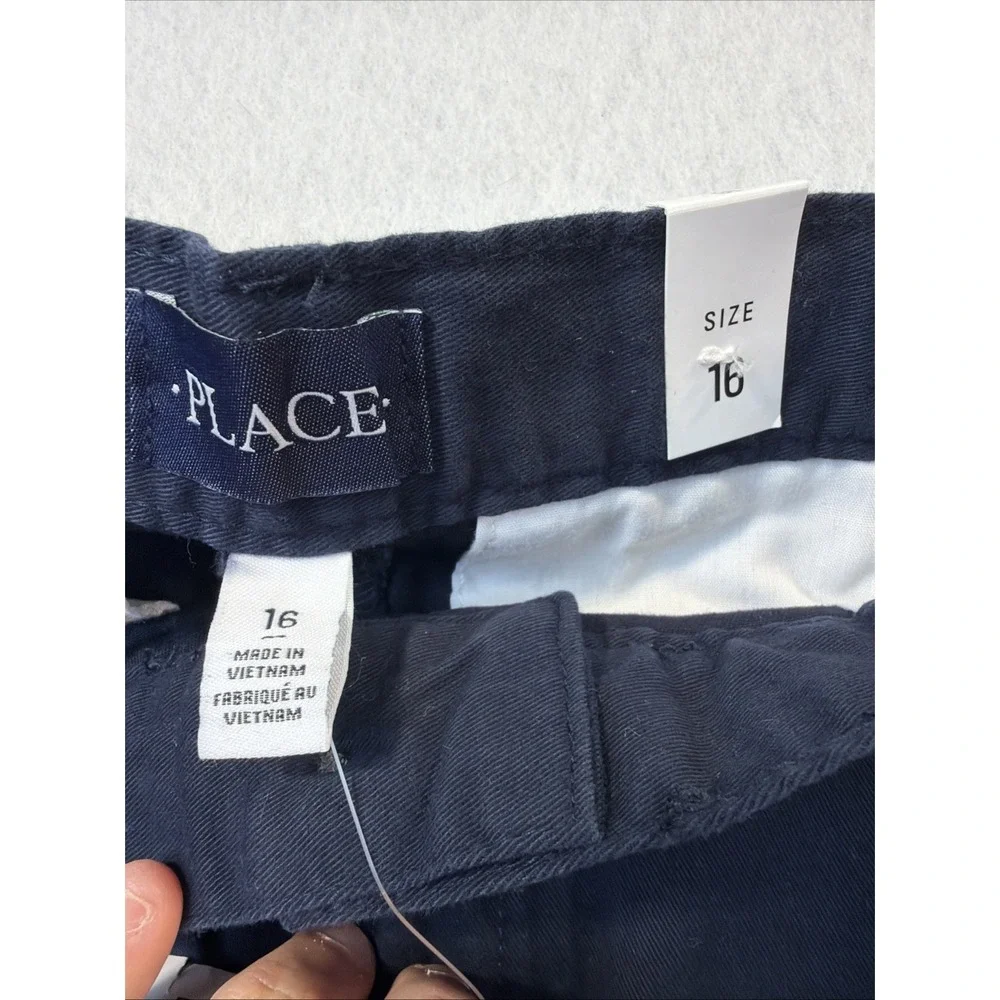 The Children's Place Navy Blue Uniform Stretch Chino Shorts Boys Size 16 New